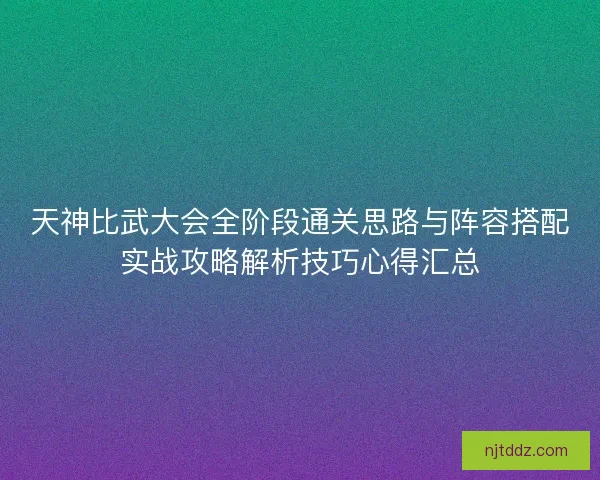 天神比武大会全阶段通关思路与阵容搭配实战攻略解析技巧心得汇总